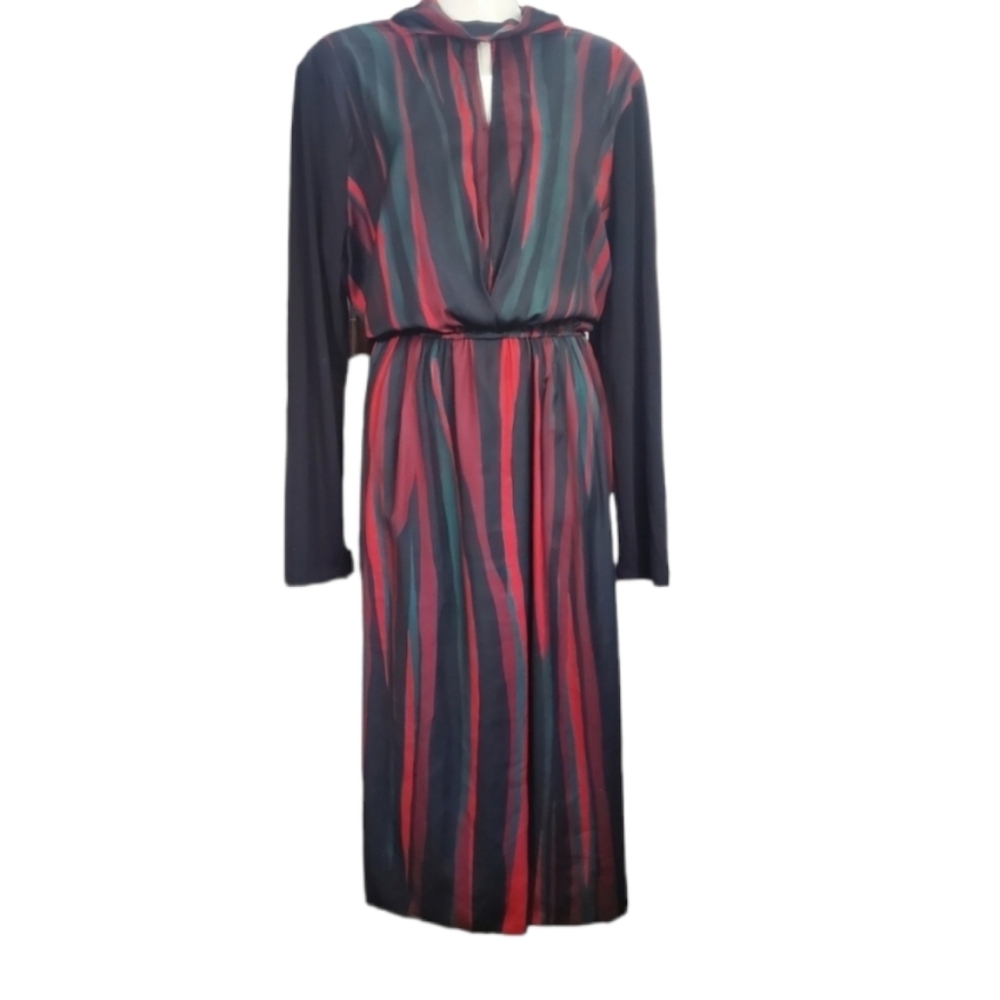 LYSSE striped long sleeve career dress L